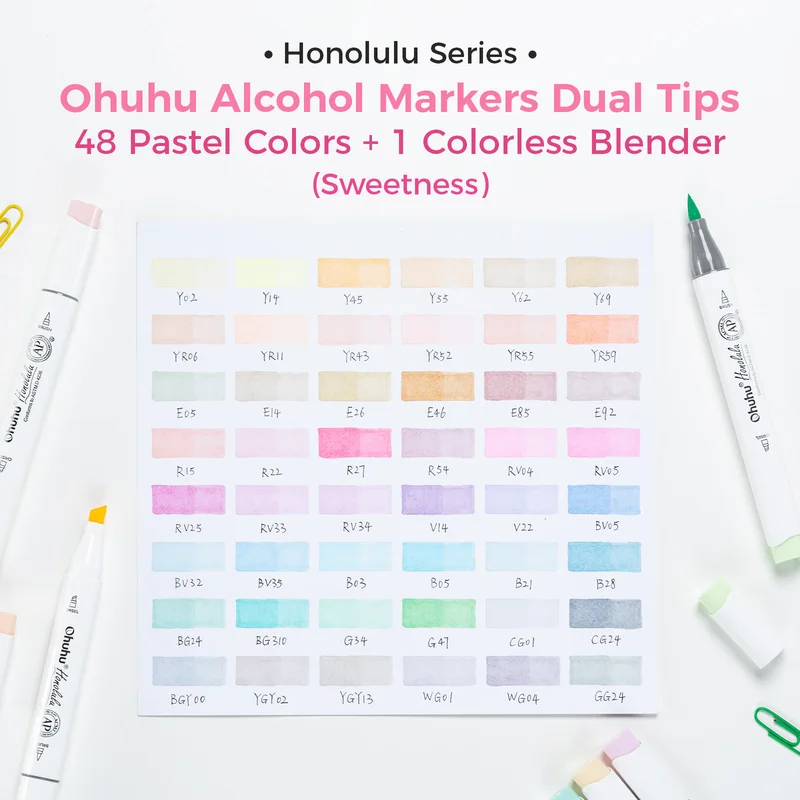 Kit de Canetas Marcadoras Ohuhu Honolulu 48 Cores Pastel — foto 6