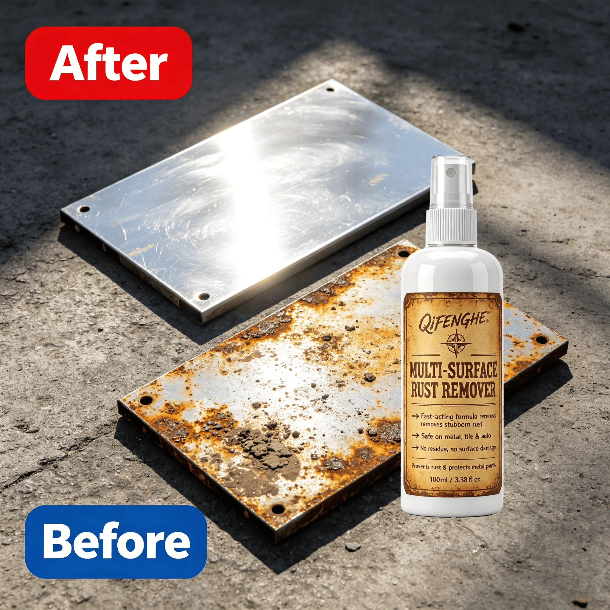 Fast-Acting Rust Remover, Multi-Surface for Metal Car Home Tile, No Damage, 100ml