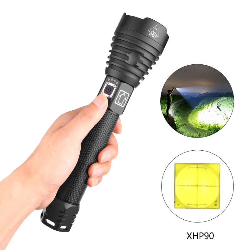 Strong light flashlight with strap Type-c USB charging telescopic zoom head cooling ring 2500 lumen lamp suitable for camping