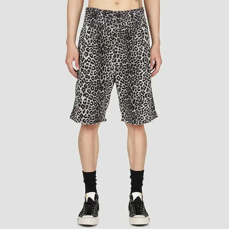 

YOJI OOAK men's leopard-print shorts Hirata Kazuhiro loose casual pants Thin mid-waist quarter pants