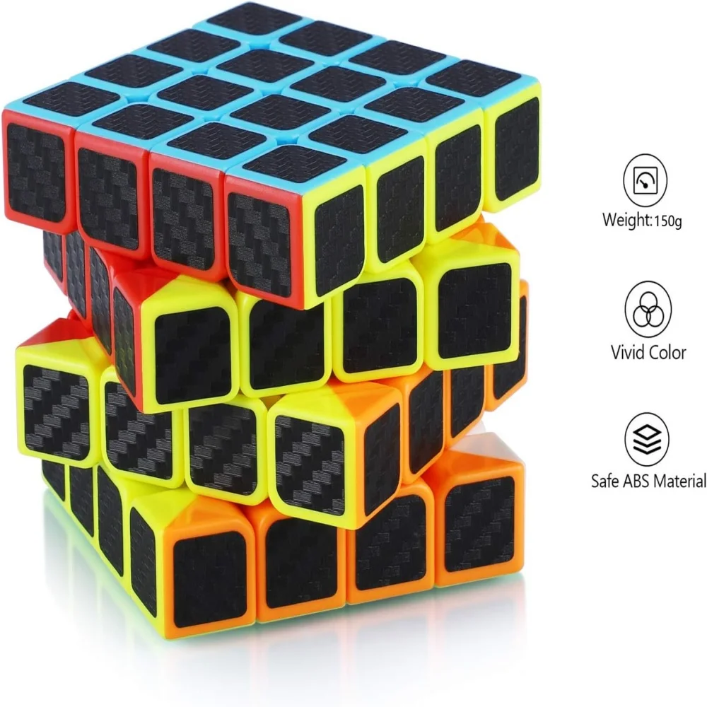 QIYI-Cube de vitesse en fibre de carbone, autocollant super durable, couleurs vives, puzzle, 4tage, 4X4tage