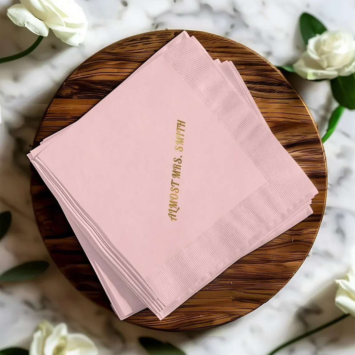 

50 psc Custom Luncheon Beverage Personalized Napkins Almost Mrs Mrs. Bridal Shower Wedding Personalized Cocktail Beverage Brida