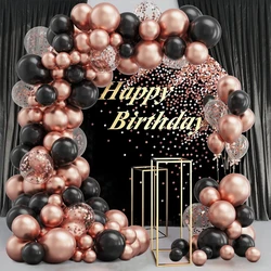 97Pcs Black Metallic Rose Gold Balloons Garland Arch Kit Confetti Balloon Birthday Party Decoration Kids Adult Wedding Ballon