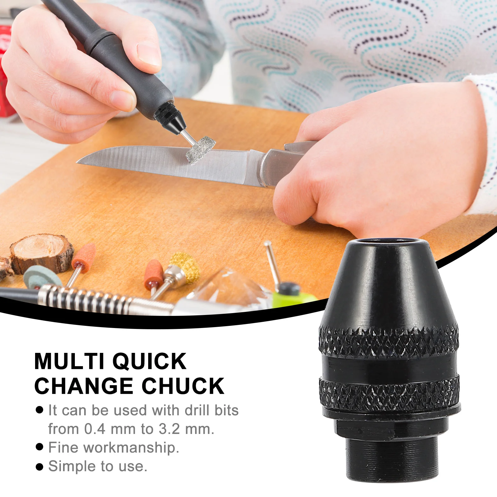 

2Pcs Electric Drill Chuck Keyless Rotary Tools Three Jaw Universal Adapter Replacement Conversion