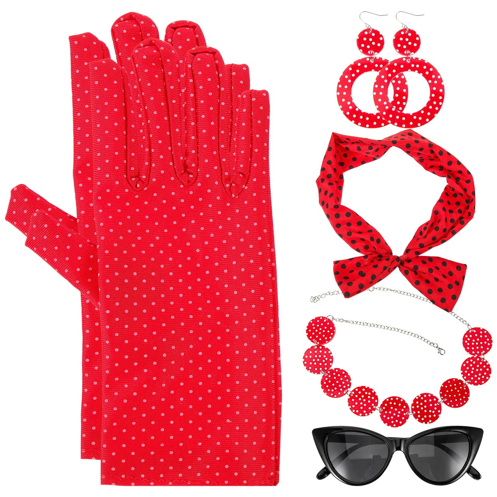 

1950s Retro Costume Set Women Accessories Earrings Necklace Glasses Headband Metal Cloth Comfortable Party Role Playing