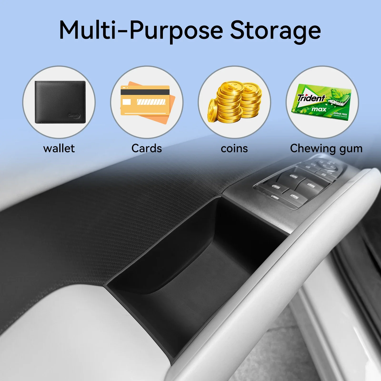 For BYD ATTO 3 EVO / YUAN PLUS 2025 2026 Car Door Handle Storage Box TPE Front Rear Door Storage Tray Organizer Accessories 5