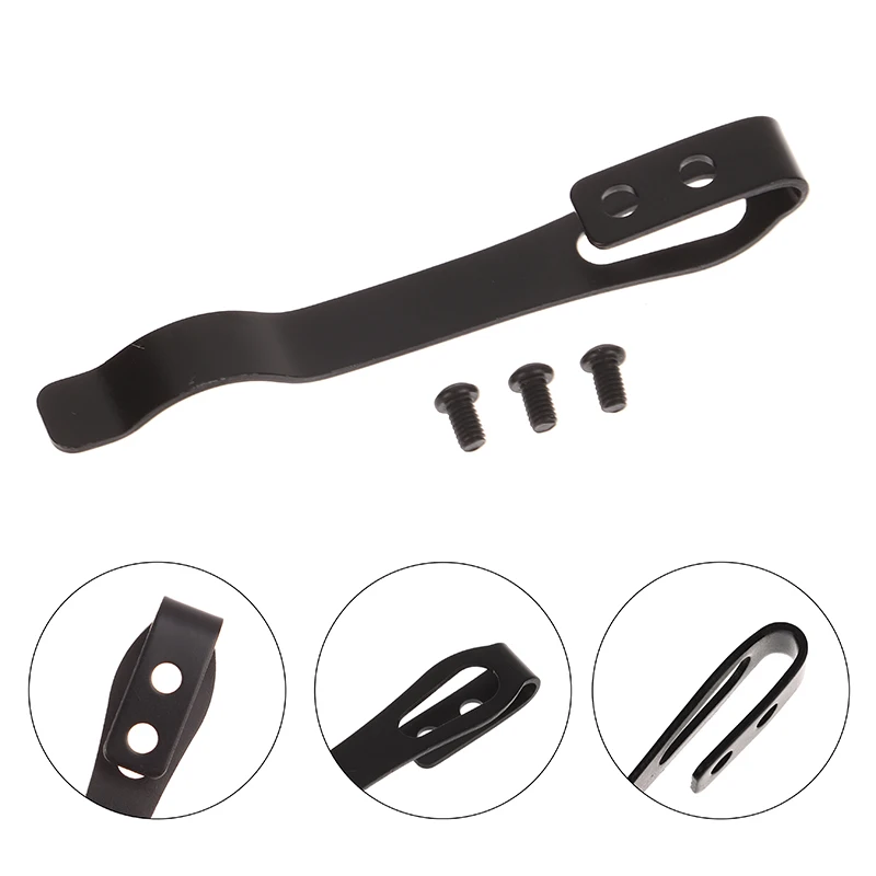 Stainless Steel Back Clip For Pocket Knife Waist Clip Folding Knives Handle DIY Making Accessories With 3pcs Screws