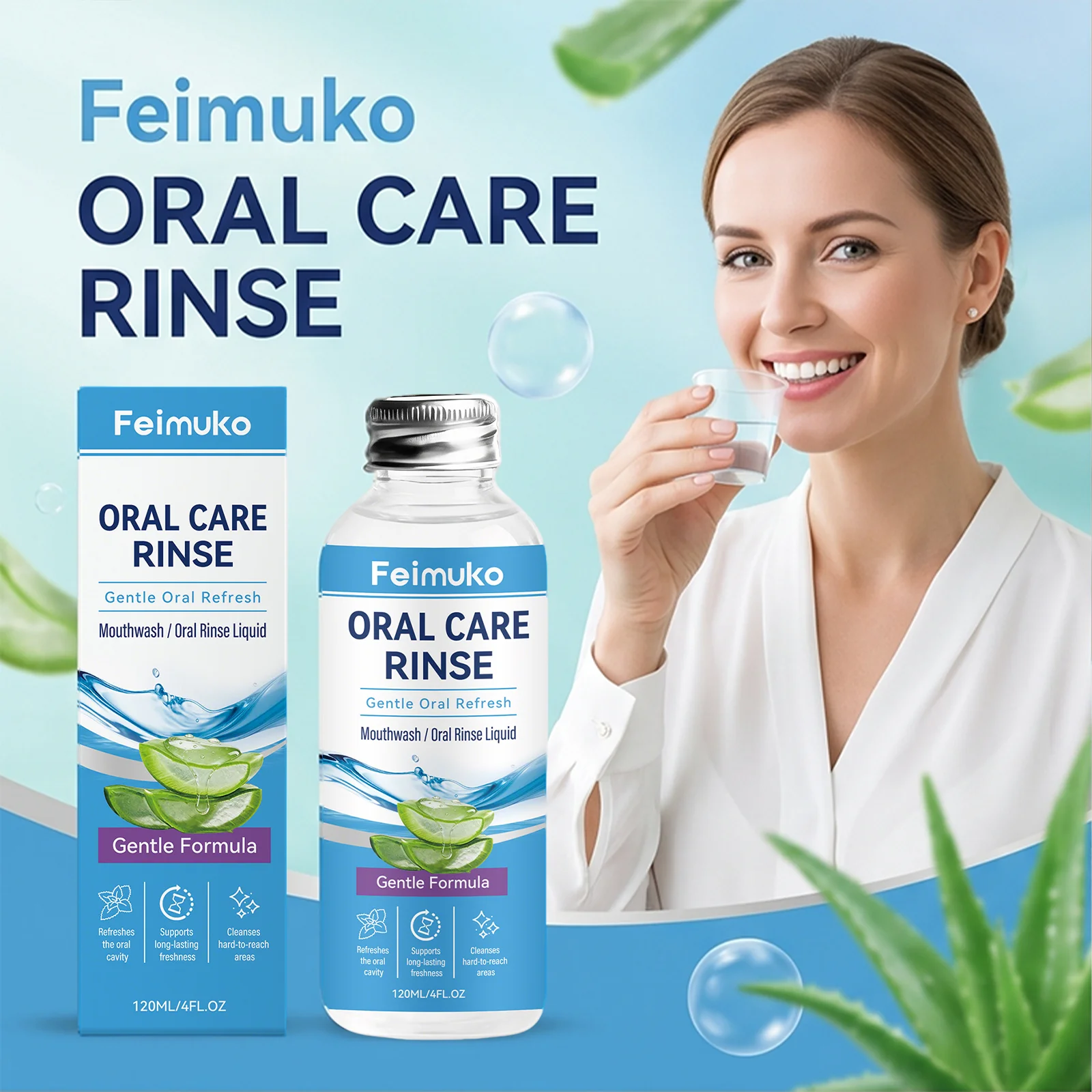 

120mL Oral Care Rinse Freshen Breath Deep Clean Soothe Sore Gums Lasting Aroma Daily Dental Odor Removal Care Portable Mouthwash