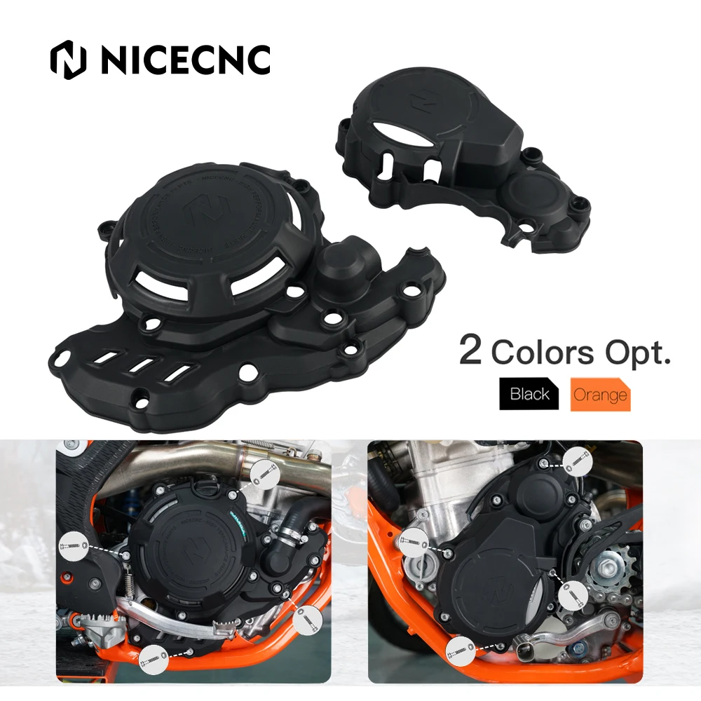 

NICECNC Motocross Ignition Clutch Cover Protector Guard Kit For KTM EXC-F 250 350 2017-2023 XCF-W 350 FREERIDE 4T Freeride 250 F