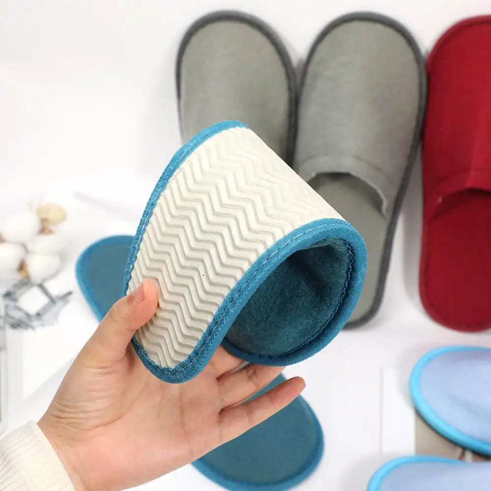 4 Pairs Closed Toe Plush Slippers High Quality Disposable Travel Slippers Slides Households Shoes Non-slip Hotel Slippers