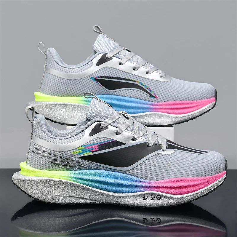 

Ultra Light Speed Carbon Plate Athletic Footwear Ventilated Flying Weave Shock Buffer Non Skid Sole Comfort Insole For Men Women