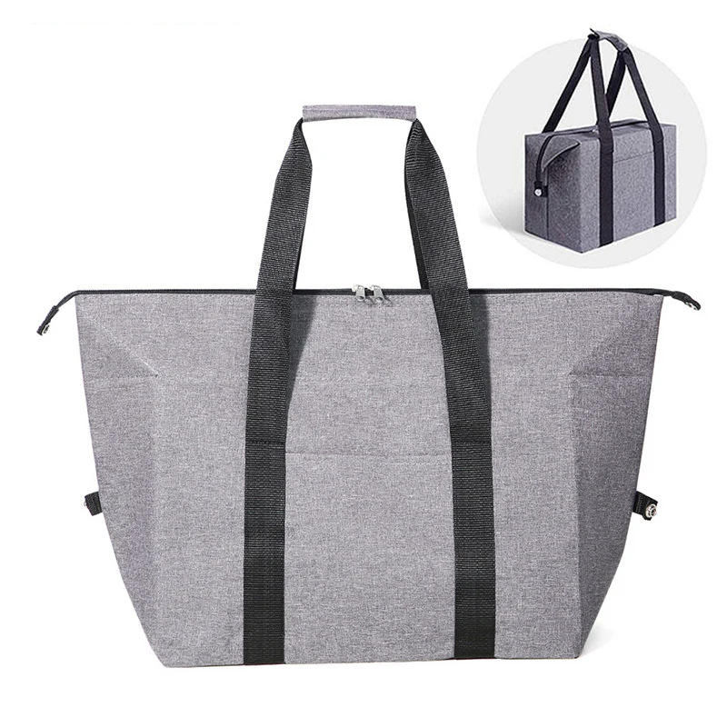 Large Capacity Foldable Tote Lunch Bags Portable Travel Insulated Cooler Bag Camping Picnic Shoulder Bag