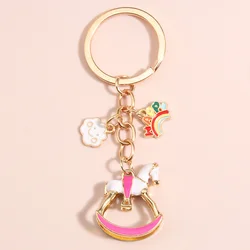 Funny Keychain Cloud Happy 3D Hobbyhorse Key Ring Enamel Key Chains For Women Men Child Handbag Accessorie DIY Jewelry Gifts