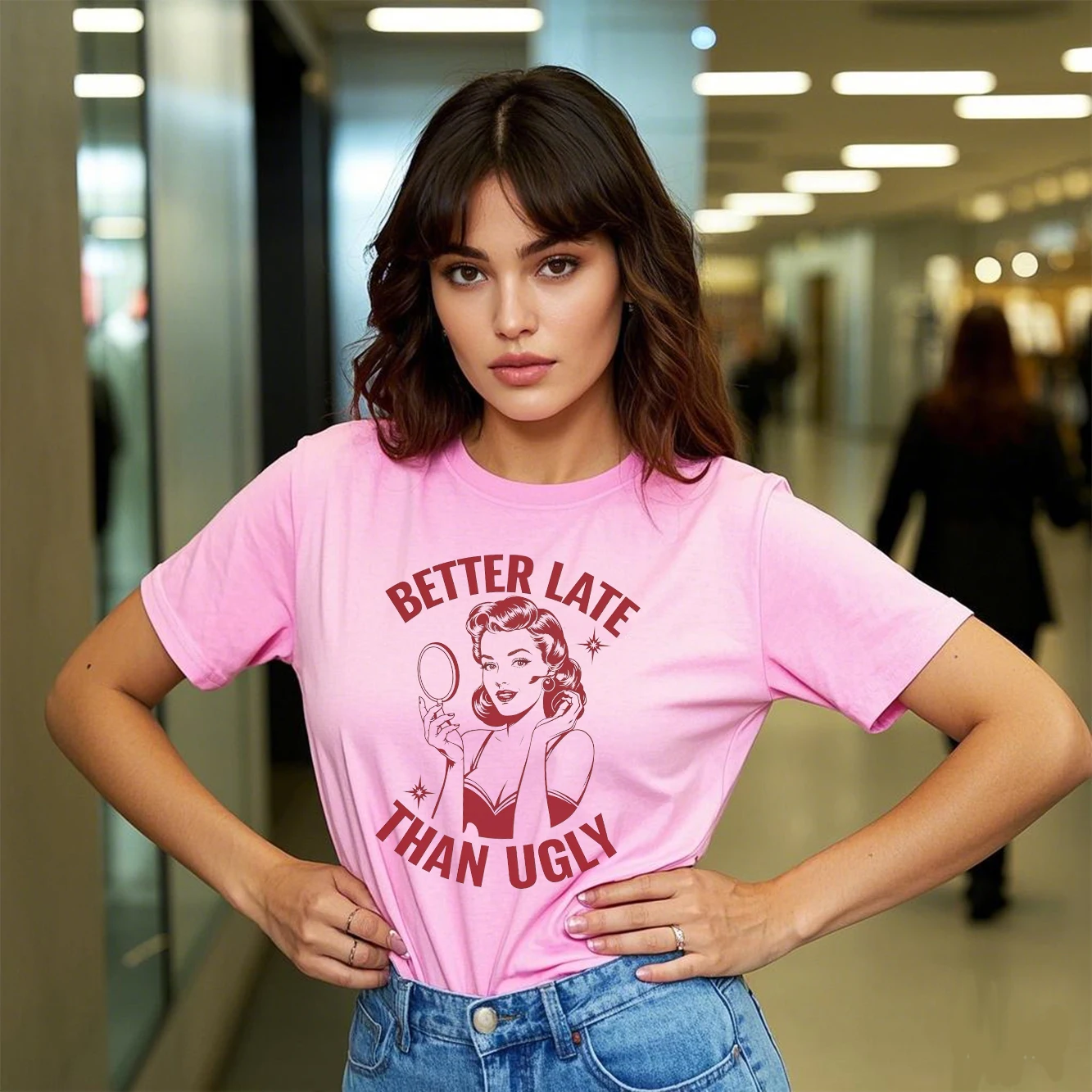 

Простая и универсальная модная женская футболка с круглым вырезом и короткими рукавами в стиле ретро с зеркальным принтом