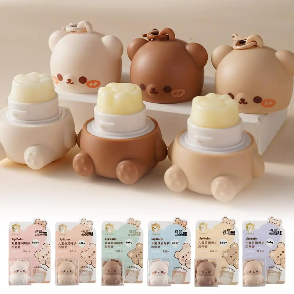 Children Fruity Lip Balm Moisturizing Anti-Dry Anti Crack Lip Balm Baby Available Lip Care Cute Little Bear Lipstick SkinCare