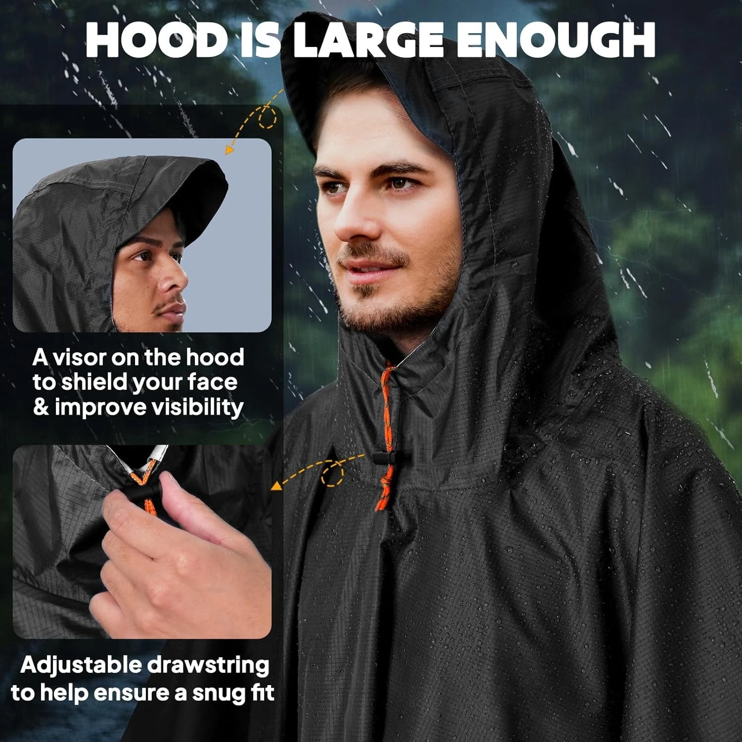 Regenponcho met capuchon voor  - Cycling Rain Jacket Commute recensie en prijs