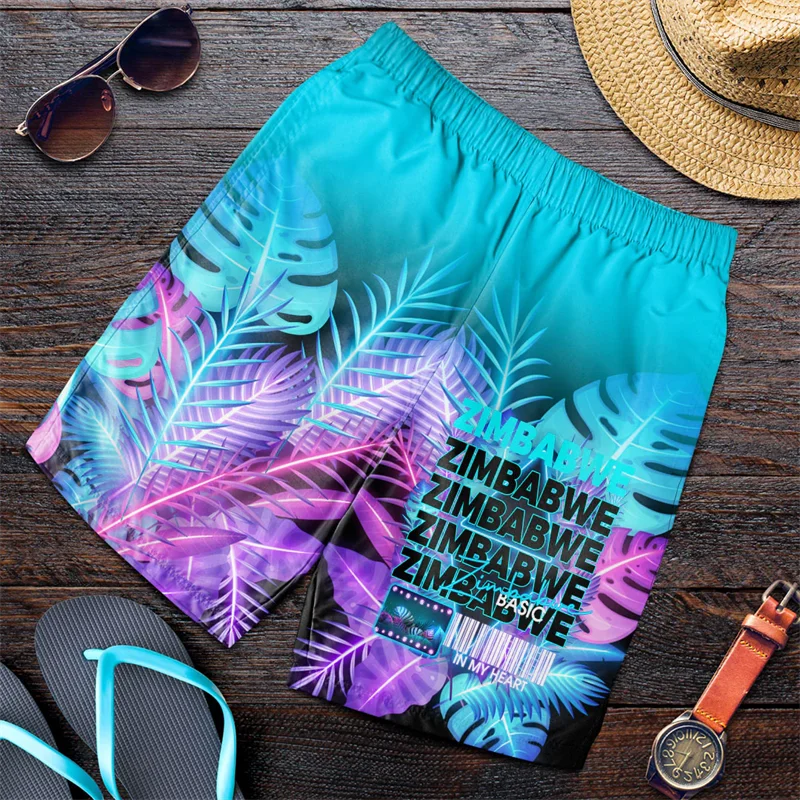 Zimbabwe Vlag Kaart 3d Print Korte Broek Voor Mannen Kleding Casual Hawaiian Strand Shorts Surfen Jongen Koffers Nationale Embleem Broek