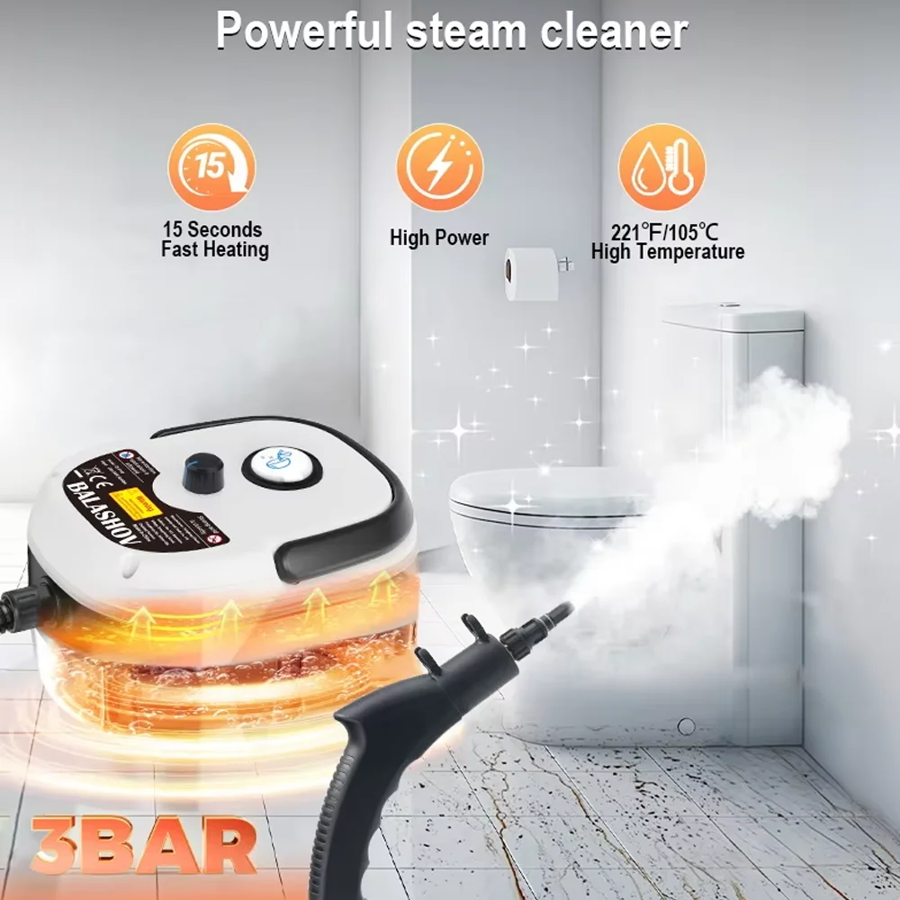 High-Temperature Steam Cleaner, Multi-Purpose Cleaner Suitable for Floors, Furniture, Kitchen Range Hoods, Homes/Cars, Etc., 110V US Standard Plug.