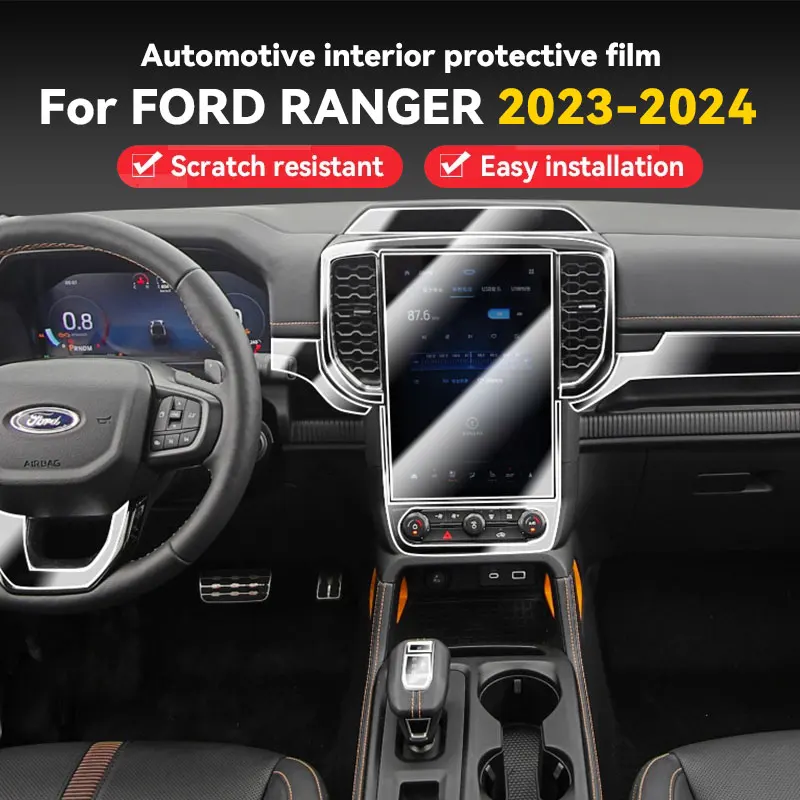 

For Ford RANGER 2023 2024 Car Interior Protective Film Center Sonsole Navigation Instrucment Anti-Scratch Repair Sticker TPU