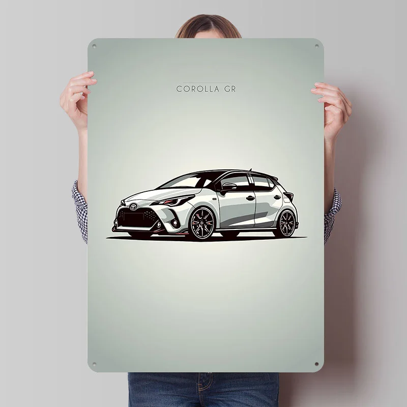 Sports Corolla GR Car Tinplate Poster Custom Wall Art Vintage Metal Signs Retro Tin Plaque for Bedroom Decoration Room Decor Men