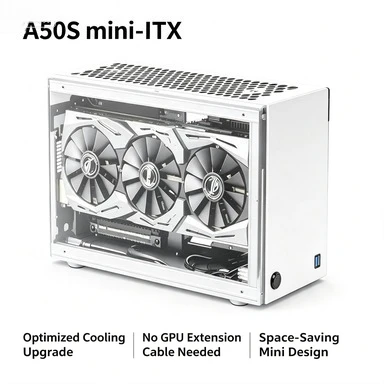 New‑style A50S Compact A4 Transparent ITX Desktop Host Case, Black Small Computer Shell Supporting SFX Power Supply