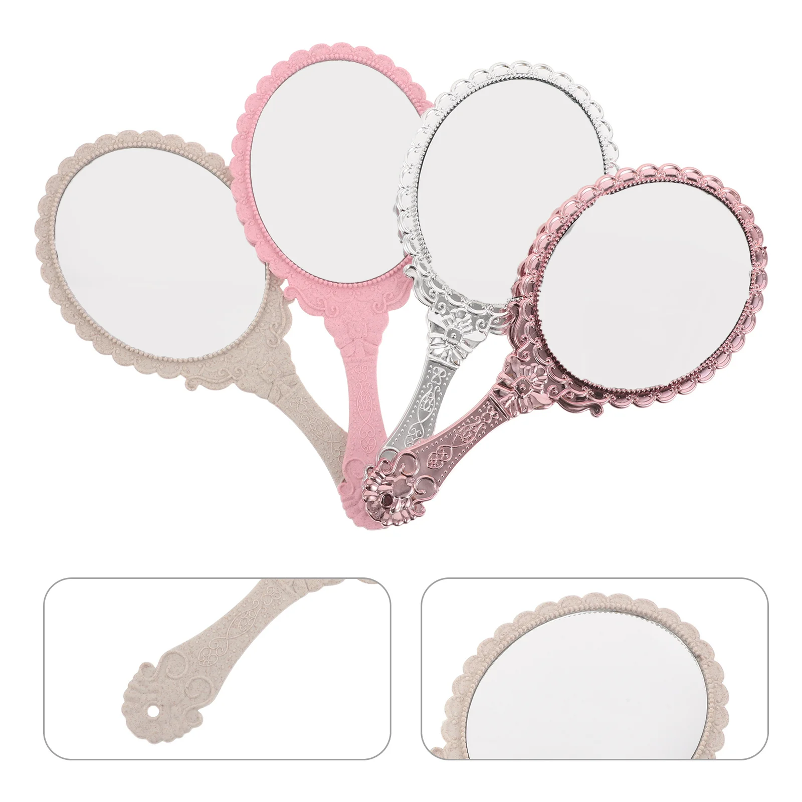 

4 Pcs Mirror Cute Hand Mirrors with Handle Vintage for Women Purse Handheld Compact Makeup