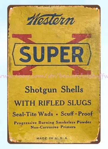 Ammunition Western Rifled slug SHOTGUN SHELLS metal tin sign the interior design