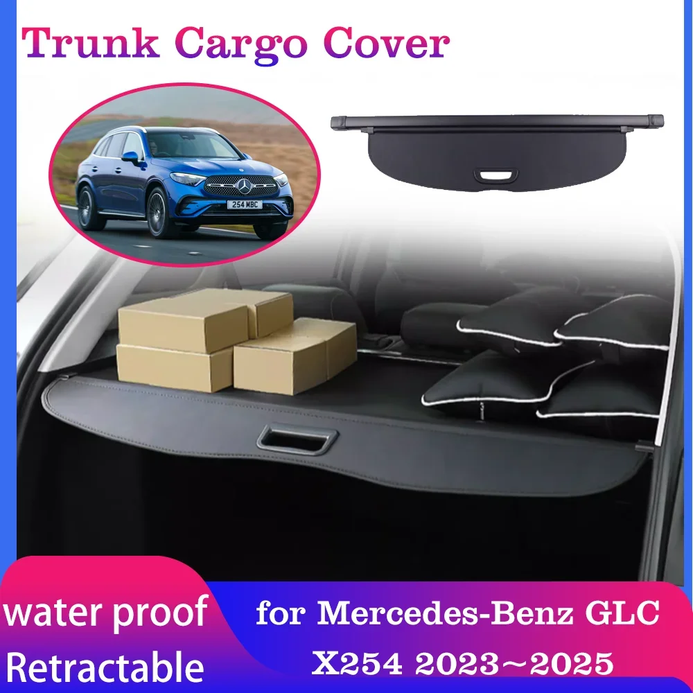 Car Trunk Cargo Cover for Mercedes-Benz GLC X254 220d 300 2023~2025 Luggage Curtain Tray Security Shielding Shade Accessories