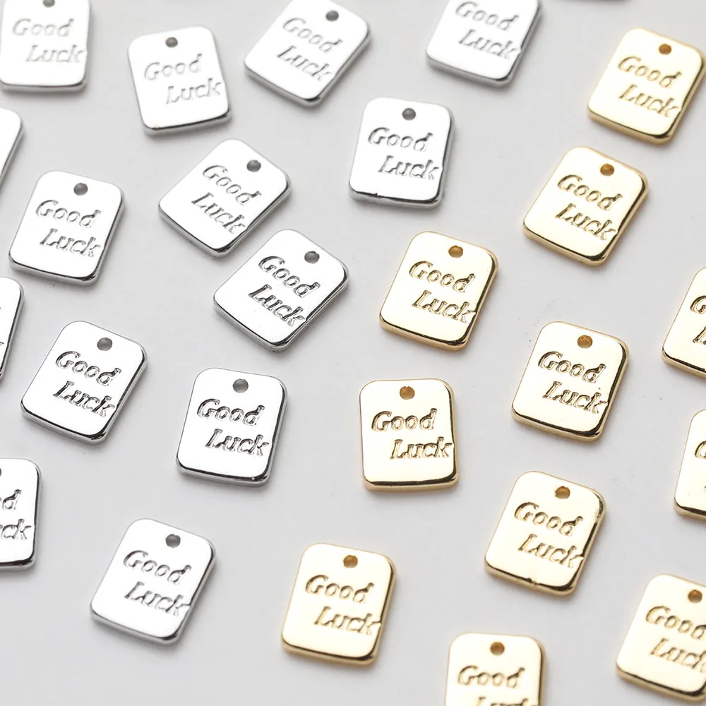 

Латунная бирка на удачу с покрытием из 14-каратного золота, материал для подвесок, ожерелий, браслетов, аксессуары для изготовления ювелирных изделий своими руками, 10 шт.