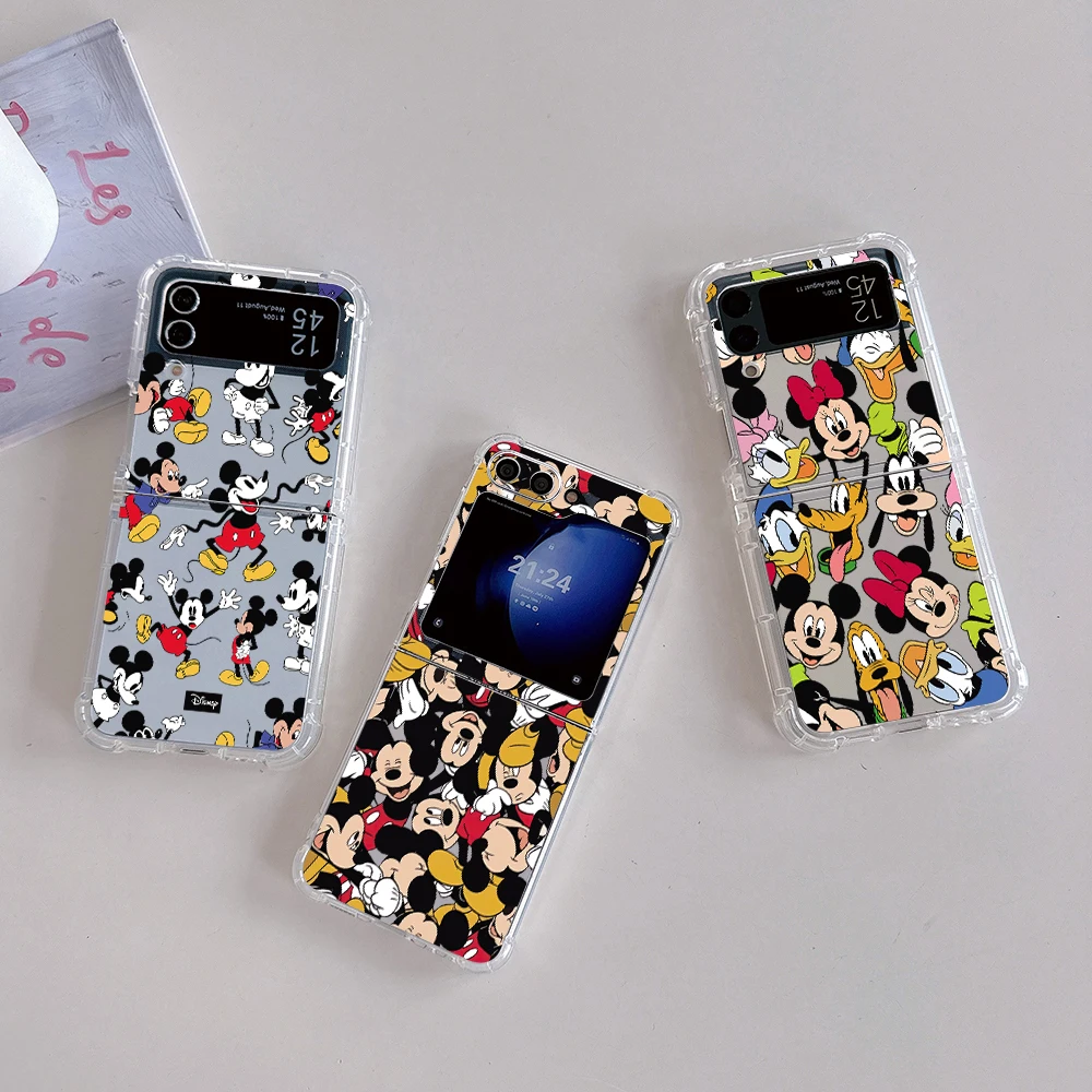 Cartoon Cute Mickey Minnie Phone Case for Samsung Galaxy Z Flip 3 4 Z Flip 5 Z Fold 4 5G PC Soft Anti-fall Back Cover