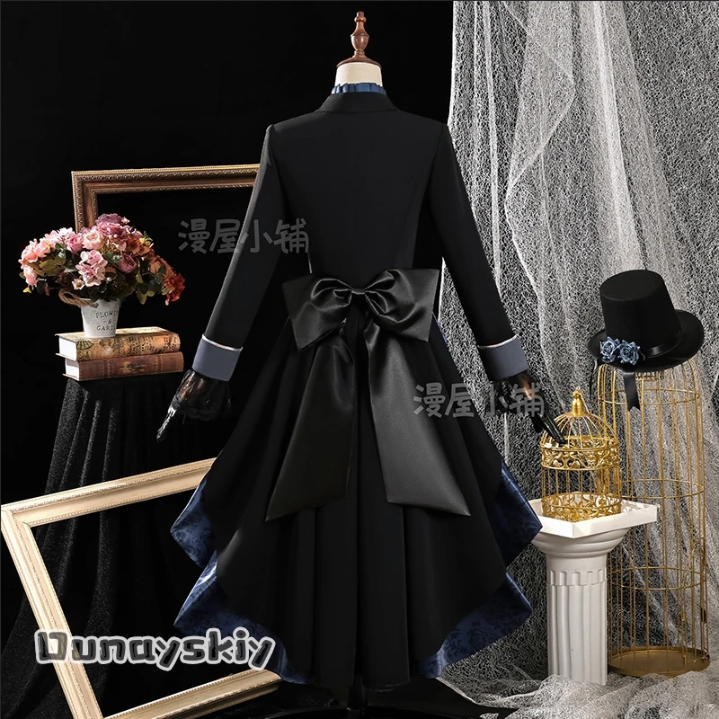 أسود بتلر Ciel Phantomhive تأثيري حلي انمي ياباني القوطية لوليتا فستان هالوين المرأة طقم ملابس شعر مستعار الدعامة