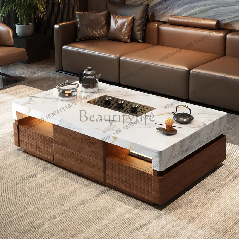 

Solid wood marble coffee table walnut light luxury villa living room 2026 new
