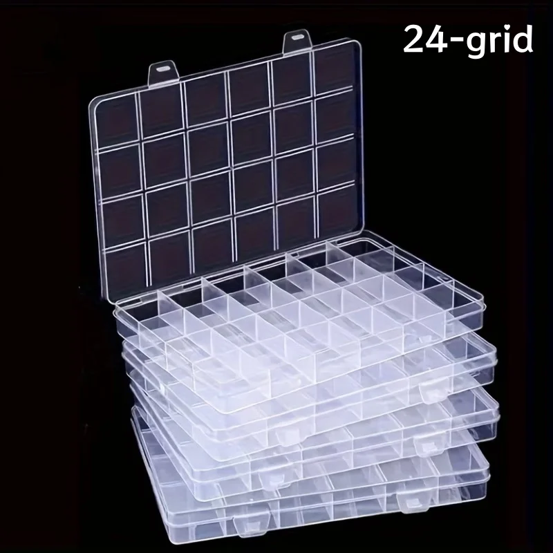 24grids Plastic Storage Box Divide Jewelry Organizer Multifunctional Pills Beads Container Perfect for Earrings Rings Necklaces