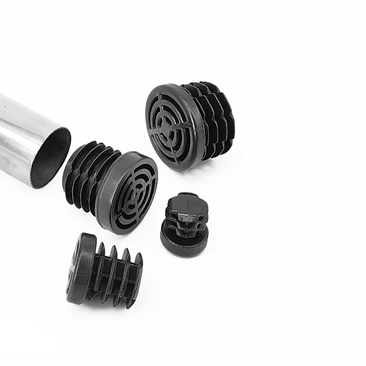 Round/Square Plastic Plug Stainless Steel Pipe Dust Cover Inside Table And Chair Furniture With Anti Slip Raised Foot Pads image 5