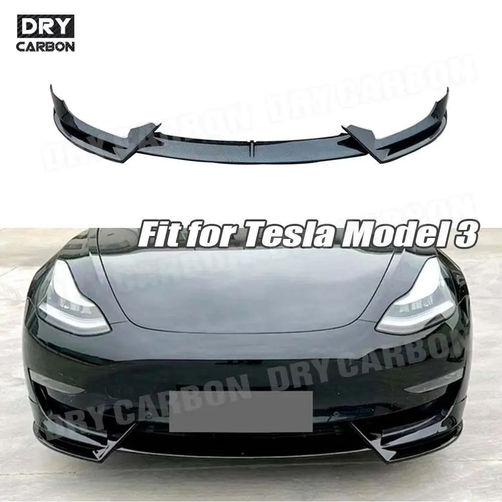 ABS Car Front Bumpers Lips Spoiler Splitter Diffuser Trim Side Chin Aprons Bodykits for Tesla Model 3 2017+ For Model Y 2018+