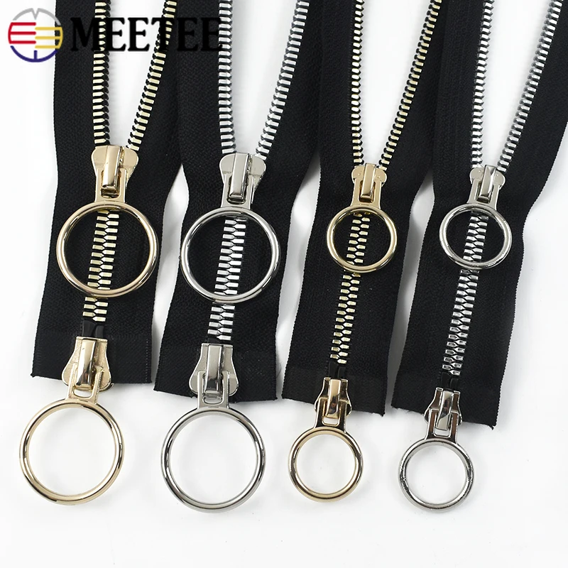 

60-100cm 5# 8# Double Sliders Resin Zippers Open-end O Ring Puller Jacket Bag High Quality Zip Repair Kit DIY Sewing Accessories