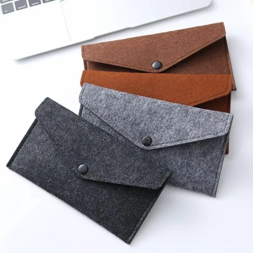 New PVC Lining Felt Phone Pocket Bill Compartment Lightweight Credit Card Holder Buckle Closure Phone Pocket Wallet Daily Use