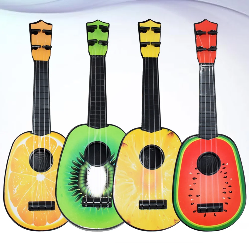 4 szt. Fortepian zabawki muzyczne gitara owocowa Mini instrumenty Ukulele może grać maluch