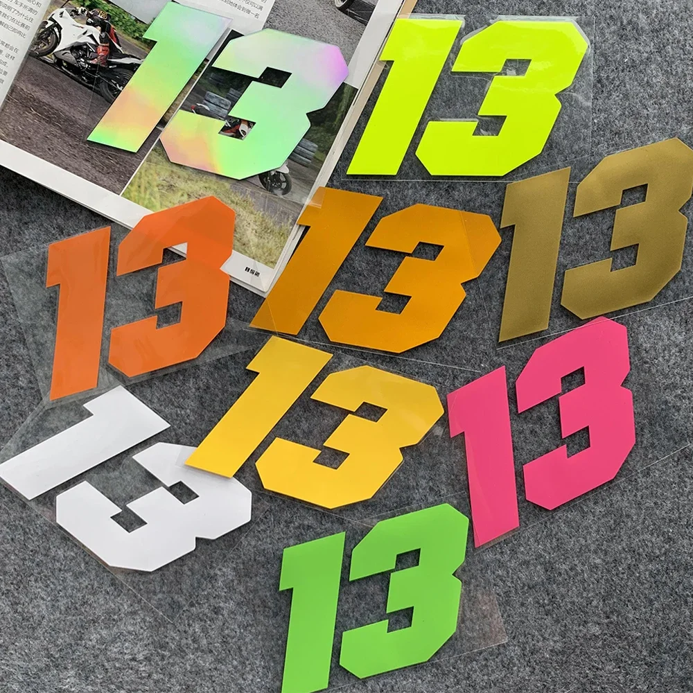 Number 13 Reflective Moto Stickers Decor Motorcycle Scooter Auto Body Windshield Helmet Decal Accessories for Kawasaki Aprilia