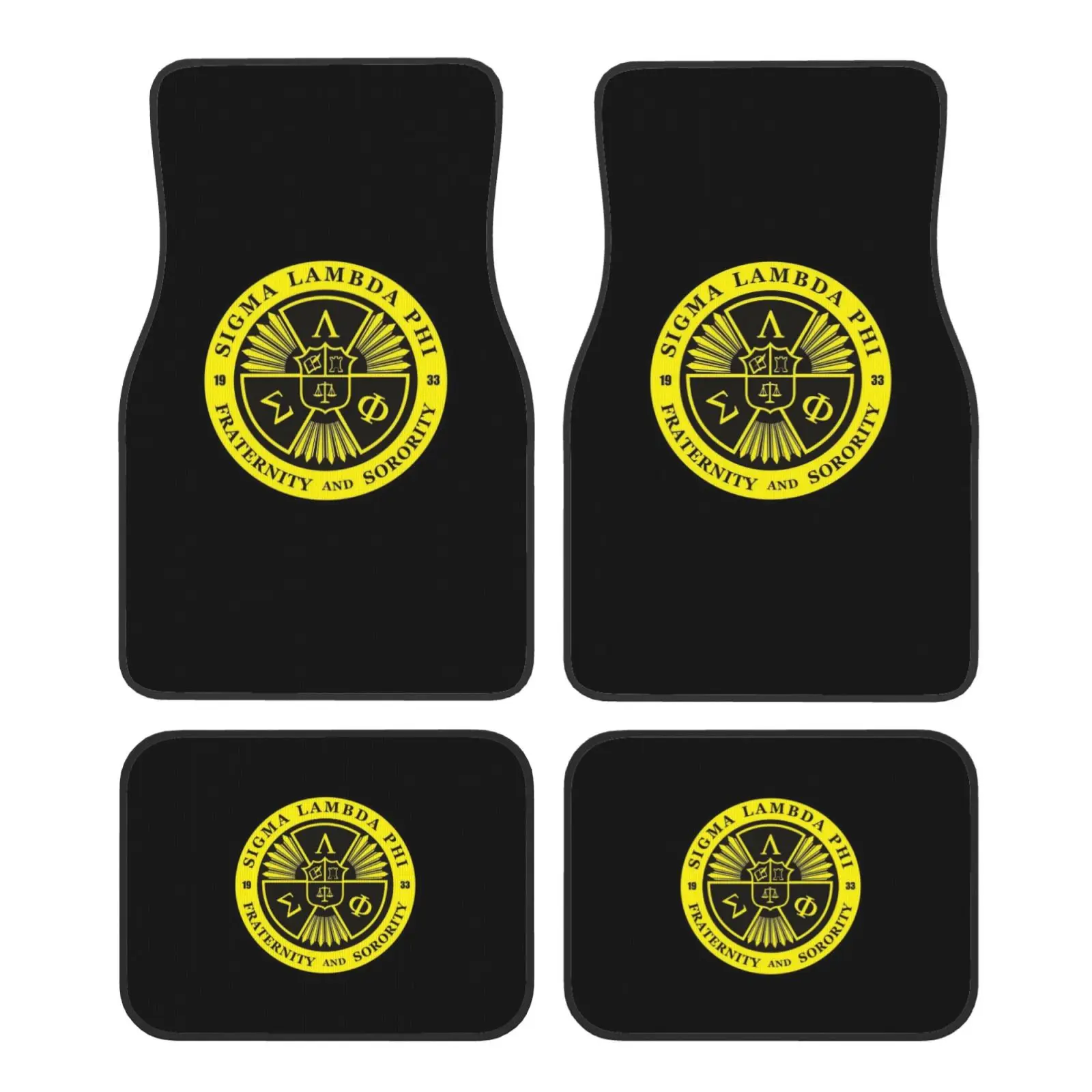 Sigma Lambda Phi Pattern Print 4pcs Car Floor Mats Set of 4pcs Non-Slip Absorbent Polyester Foot Mats Auto Interior Accessories