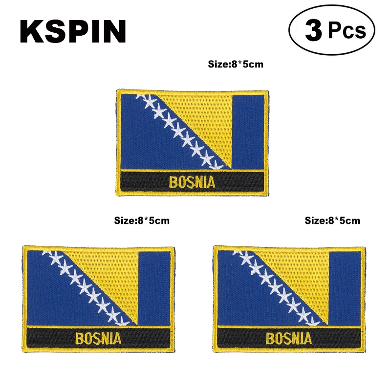 Bosnia Rectangular Shape Flag patches embroidered flag patches national flag patches for clothing DIY Decoration