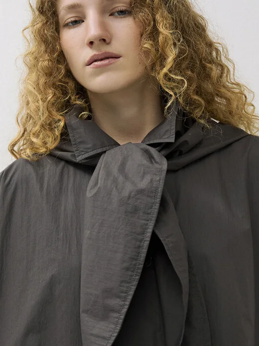 

Ele Long Sve Loose Women's Windbreaker Jaet Commute Versatile Turn-down Collar Outerwear Top for Ladies