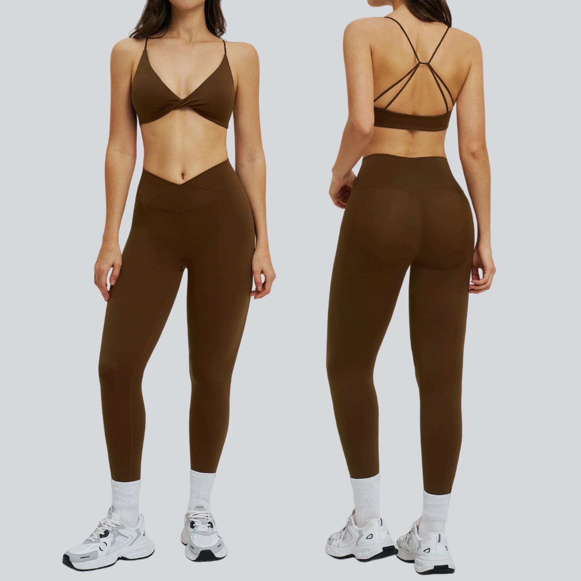 

Women's Yoga Set Two Pieces Sports Set Thin Strap Beauty Back Yoga Bra Tight Sportswear Outdoor Running Workout Set Gym Clothes