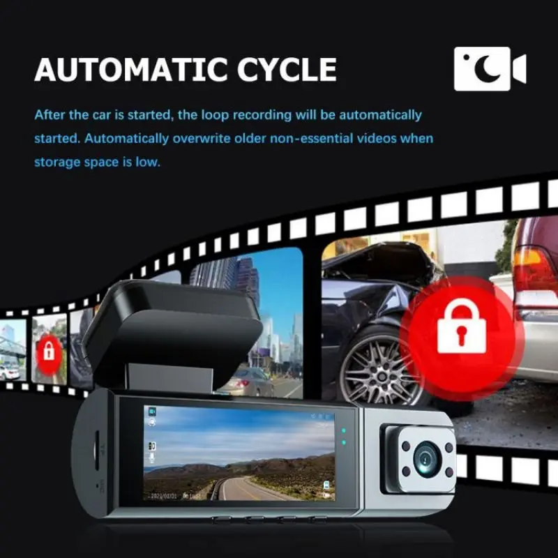 1080P Dual Camera, Dash Cam For Cars, Front And Inside, Car Camera With IR Night Vision, Loop Recording, Wide Angle Car DVR Came