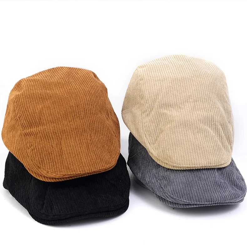 Cotton  Caps Autumn Winter Beret Male Horn Retro Solid Peaked Cap Forward Hat For Men Protection Elasticity Peaky Blinder