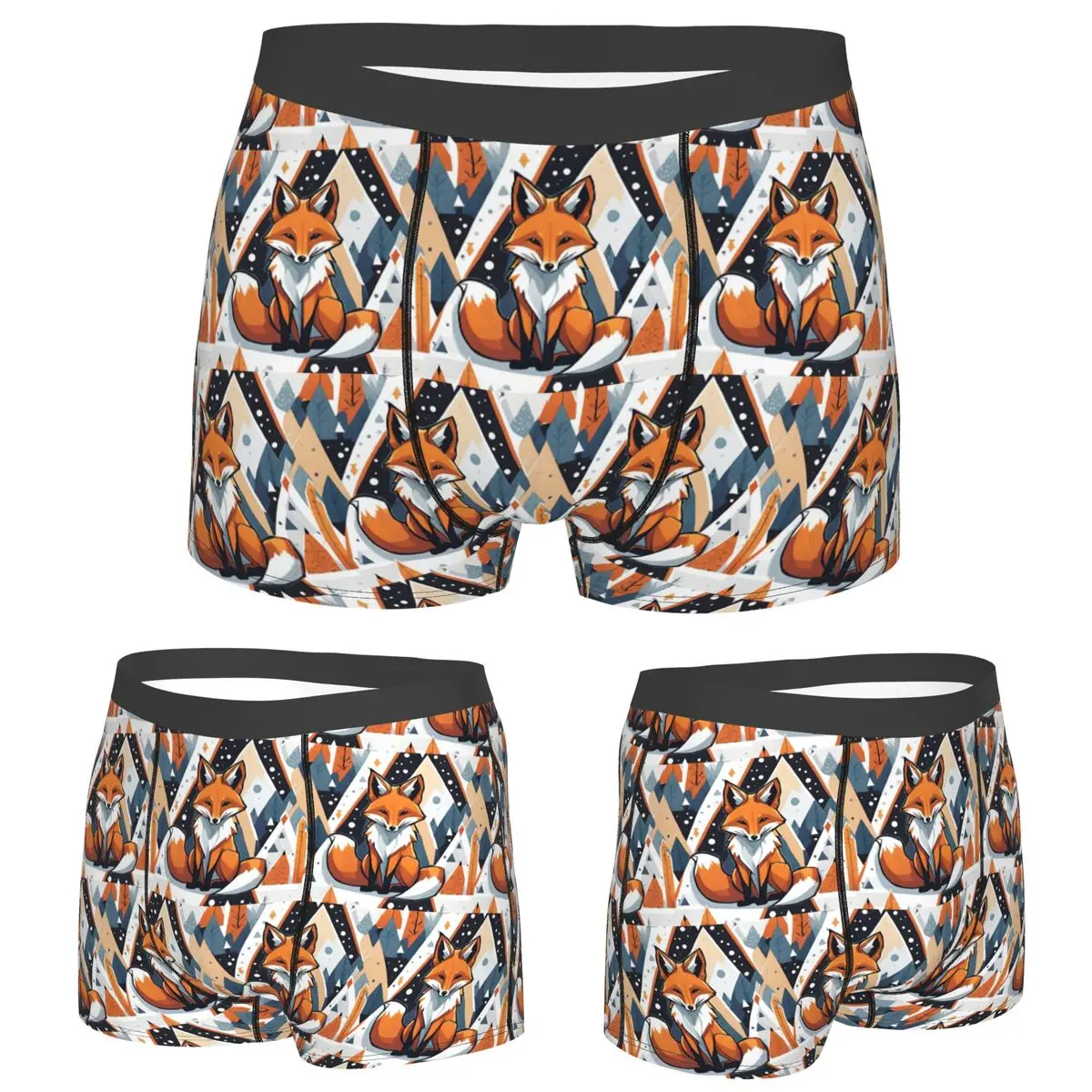 

Boxer Underpants Shorts Smiling Geometric Fox Panties Male Soft Underwear for Homme Man Boyfriend Gift