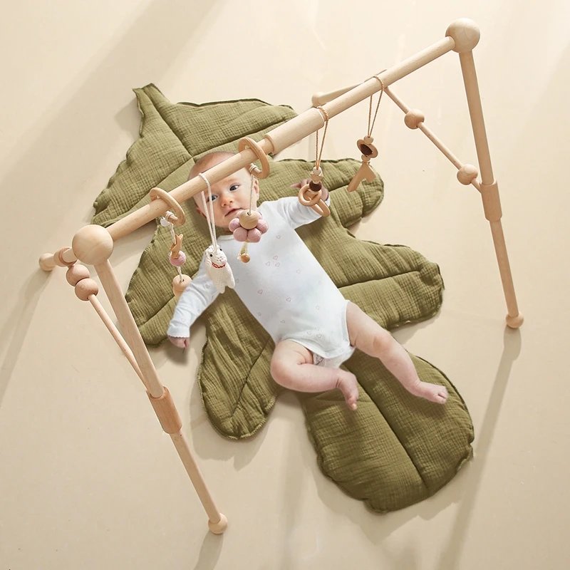 Baby Montessori Holz-Spielbogen mit Rassel-Spielzeug, Neugeborenen-Mobile, Hängende Sensorik-Spielzeuge, Faltbarer Spielbogen mit Halterung, Geschenk für Kinder – Detail 18