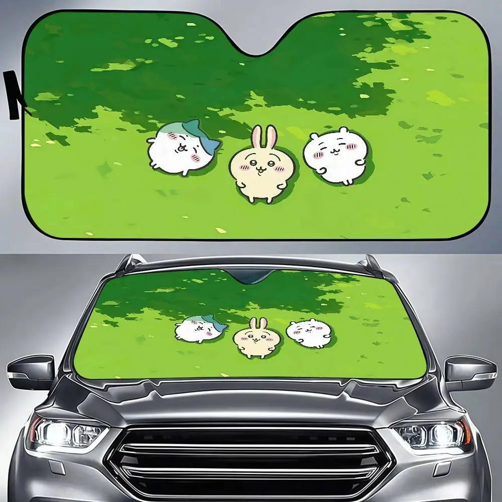 

Lovely Chiikawa Grassland Car Window Windscreen Cover Sun Shade Auto Sun Visor Car-covers Car Solar Protection