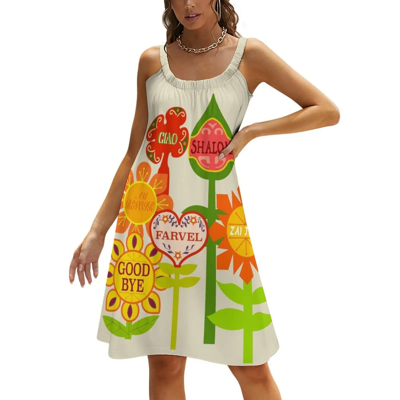 

It's A Small World Goodbye Room Flowers Beach Sling Skirt Woman fashion sexy dress for women