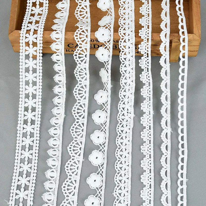 5Yard/rol White Lace Ribbon Tape Fabric Wedding Decoration Gift Wrapping Embroidered Lace Trim DIY Clothes Sewing Craft Supplies